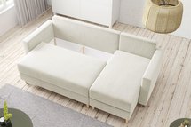 Corner sofa with sleeping function Indeally L-shaped with container universal Paros 01 velour