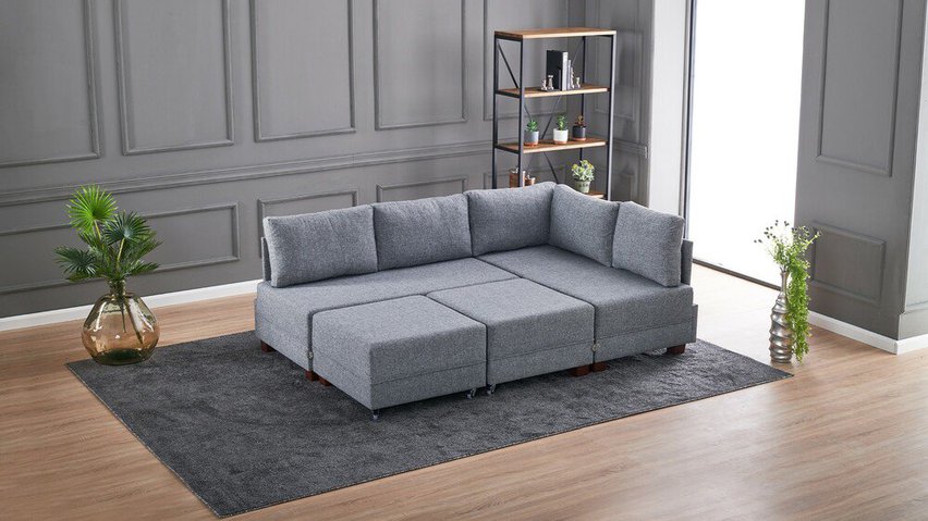 Modular corner sofa with sleeping function Solizes gray right-hand side