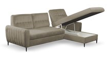 Corner sofa bed Laretta L-shaped with storage (Fabric: Velluto 03, Side: Right)