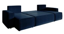 Copertino U-shaped corner sofa with sleeping function with storage, universal, navy blue, hydrophobic velvet