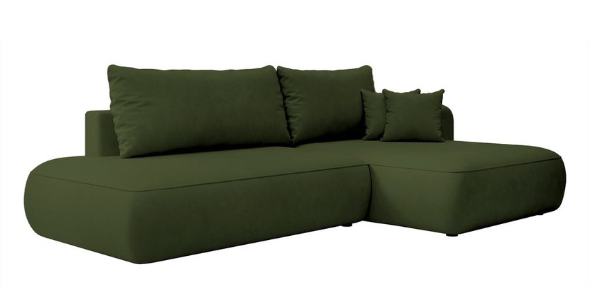 Foggi Magic Velvet 2295 L-shaped corner sofa with sleeping function with a container in hydrophobic velor fabric, right-hand side