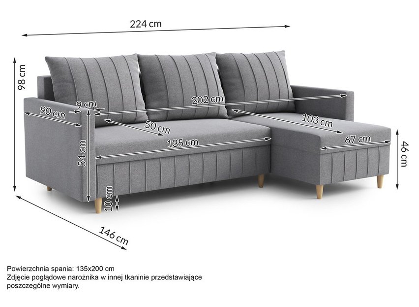 Corner sofa with sleeping function Morpreses L-shaped with container universal Kronos 46 velour