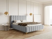 Upholstered bed 160x200 cm Szejlo with container, metal frame Raven 06 chenille