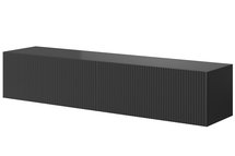 Veldio TV cabinet, 140 cm, black, with a milled front