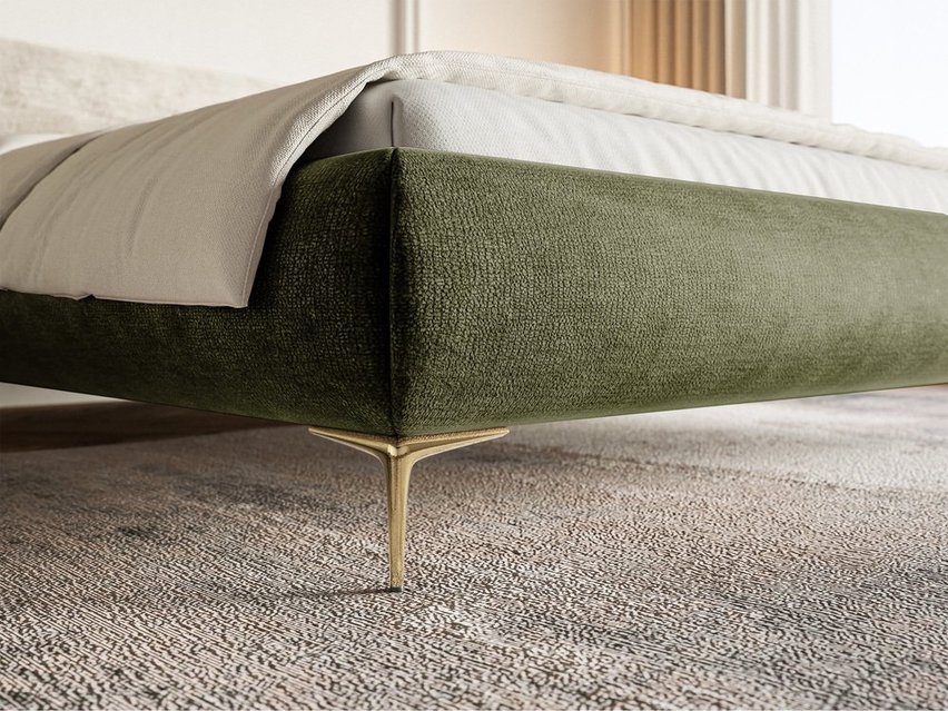 Upholstered bed 180x200 cm Roule Perfect Harmony 39 chenille gold legs