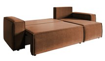 Copertino L-shaped corner sofa with sleeping function with storage, universal copper hydrophobic velvet