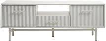 Athenise TV cabinet 140 cm three-door slatted light gray