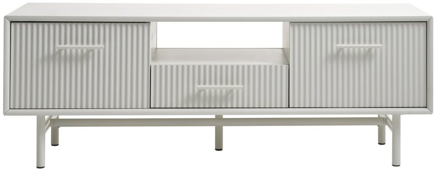 Athenise TV cabinet 140 cm three-door slatted light gray