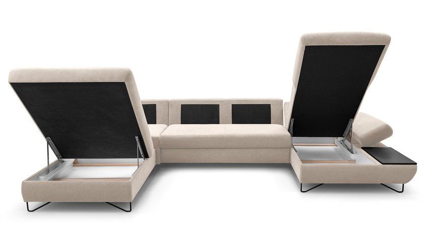 Lazaro U-shaped corner sofa bed with storage (Fabric: Salvador 01, Side: Right)