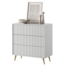 Bello three-drawer white chest of drawers with gold legs