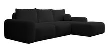 Carnos L-shaped corner sofa with sleeping function, ball, single cushions Moly 99 hydrophobic chenille right-hand side