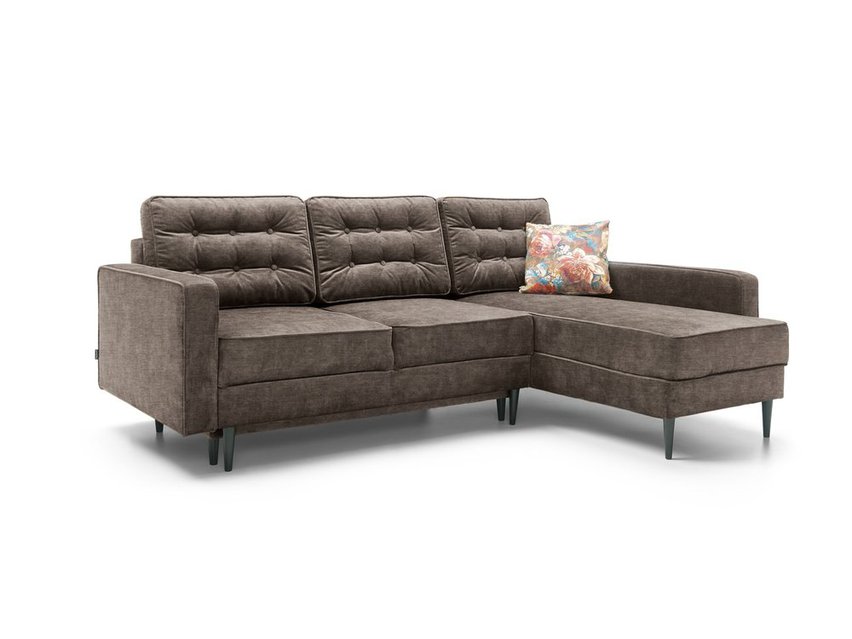 Corner sofa with sleeping function Juttic 227 cm (Fabric: Gemma 85, Legs: Black, Side: Right)