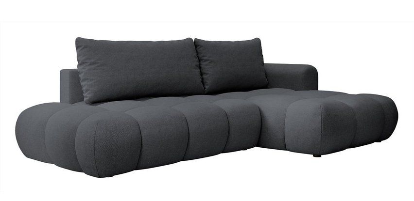 Ombo Storm 99 L-shaped corner sofa with sleeping function with a container in easy-to-clean braided fabric, right-hand side