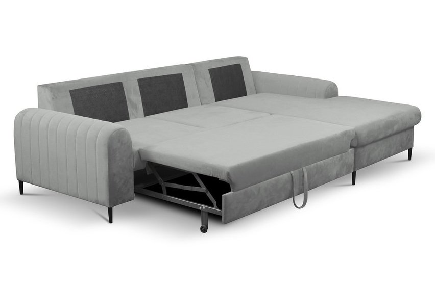 Montago L-shaped corner sofa bed with storage (Fabric: Velluto 15, Side: Right)