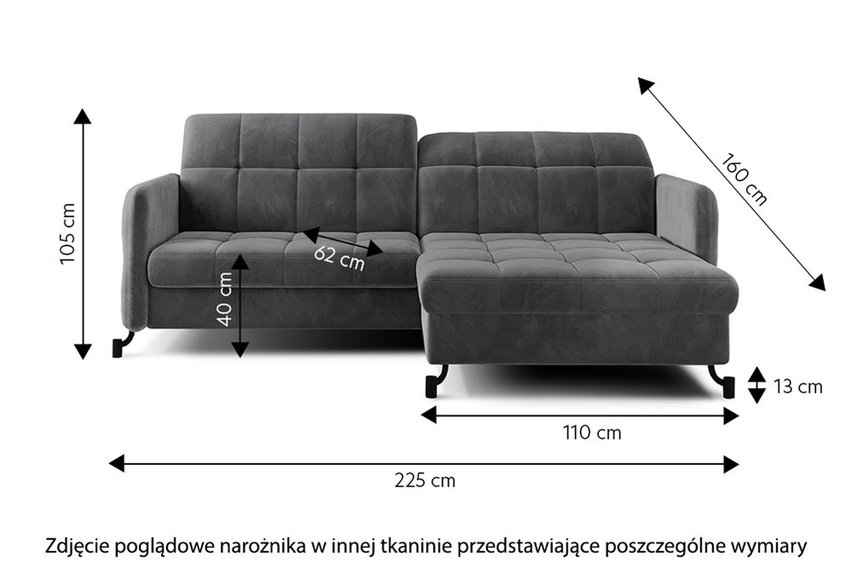 Clainlo corner sofa bed with storage (Fabric: Kronos 07, Side: Right)