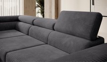 Stevil L-shaped corner sofa with sleeping function with Poso 34 container, left-hand corduroy