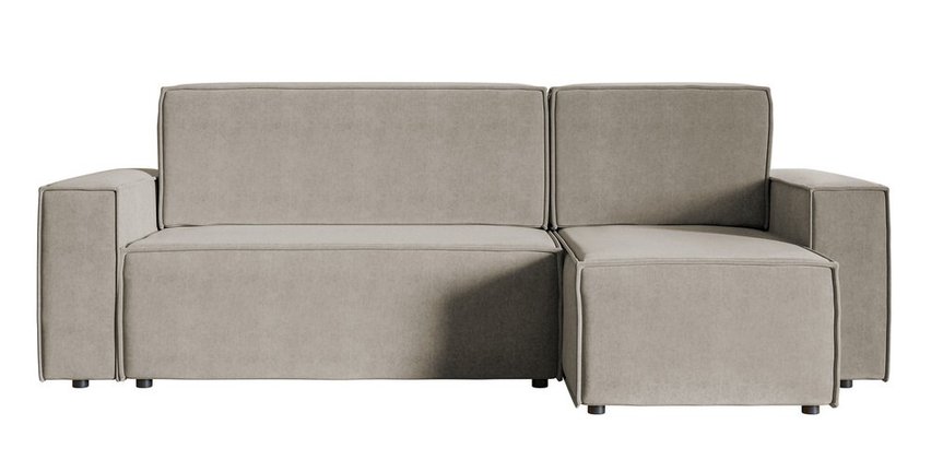 Copertino L-shaped corner sofa with sleeping function with storage, universal, gray-beige, hydrophobic velvet