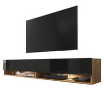 Wander TV Cabinet 180 cm (Wotan Oak / Gloss Black, LED)