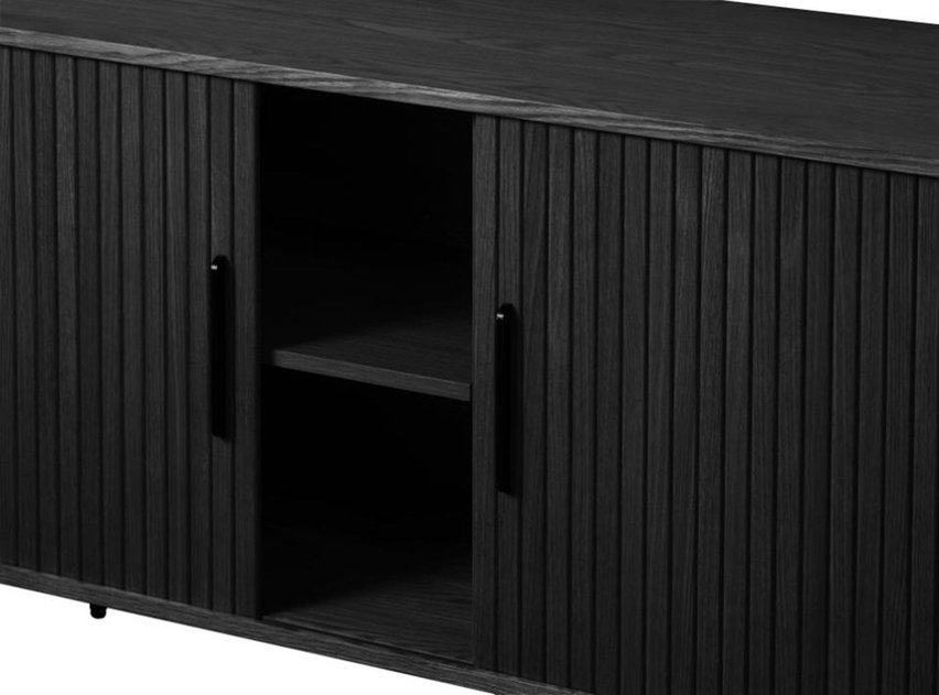 Commode à lattes Gativel 180 cm chêne noir