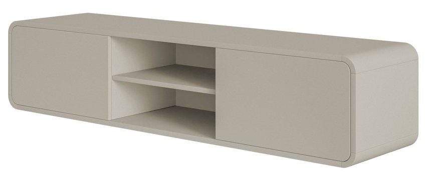 TV cabinet Oro 154 cm with two drawers and a niche, hanging, gray beige