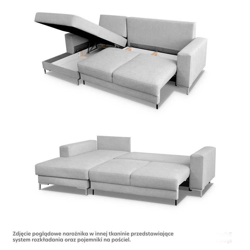 Mokpeo corner sofa bed (Fabric: Diosa 85, Legs: Black, Side: Left)