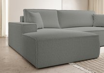 Farese New L-shaped corner sofa with sleeping function with a left-handed gray boucle container