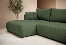 Foggi Magic Velvet 2243 L-shaped corner sofa with sleeping function with a container in hydrophobic velor fabric, left-hand side