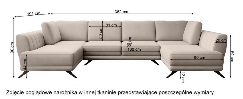 Elperal U-shaped corner sofa bed with storage (Fabric: Nube 40)