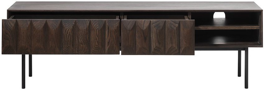 Chesseo TV cabinet with two drawers on metal legs, espresso oak