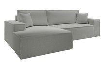 Farese New L-shaped corner sofa with sleeping function with a left-handed gray boucle container