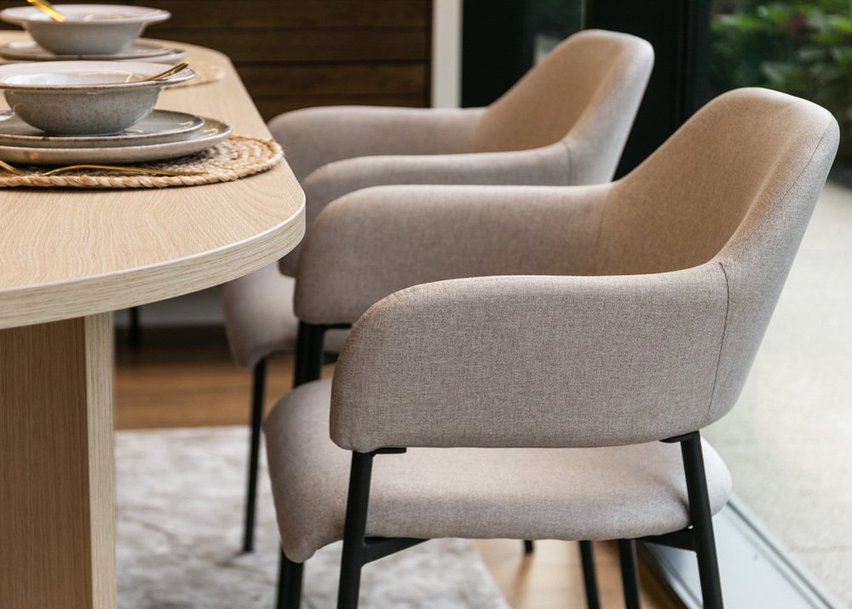 Upholstered chair with armrests Azhai beige
