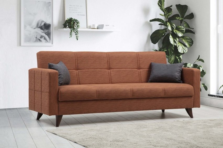 Desizes three-seater sofa with armrests, copper