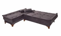 Corner sofa with sleeping function Shesse L-shaped anthracite velvet left-hand side