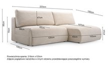 Corner sofa with sleeping function Fimbo L-shaped with container Aragon 56 hydrophobic chenille right-hand side