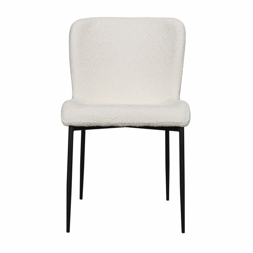 Neul white bouclé upholstered chair with black legs