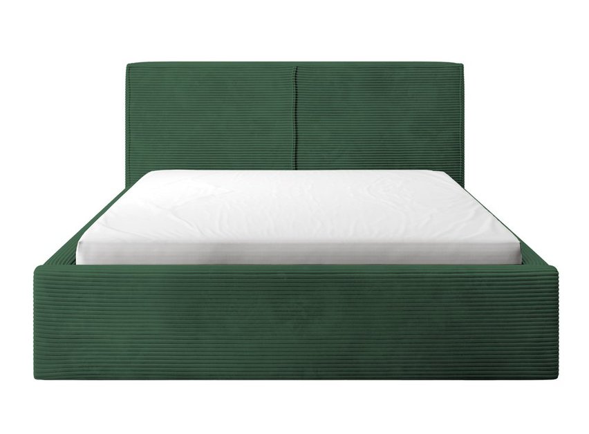 Upholstered bed 160/200 cm Farese dark green Poso 14 with container and gas actuator corduroy