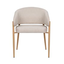 Resilly upholstered chair beige wickerwork/oak legs