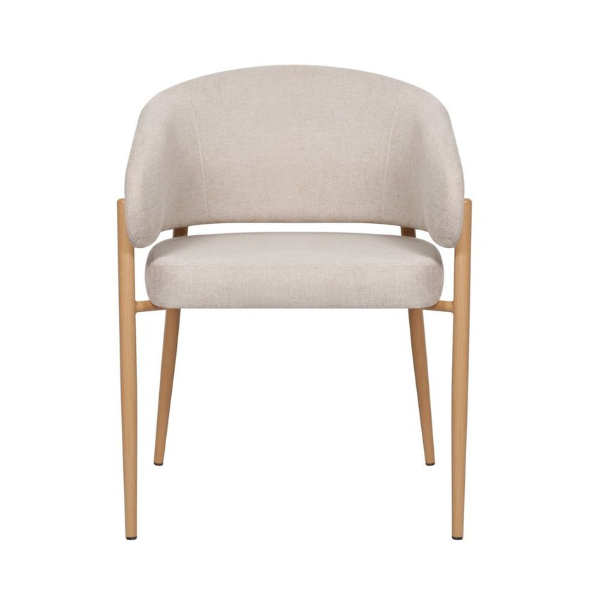 Resilly upholstered chair beige wickerwork/oak legs
