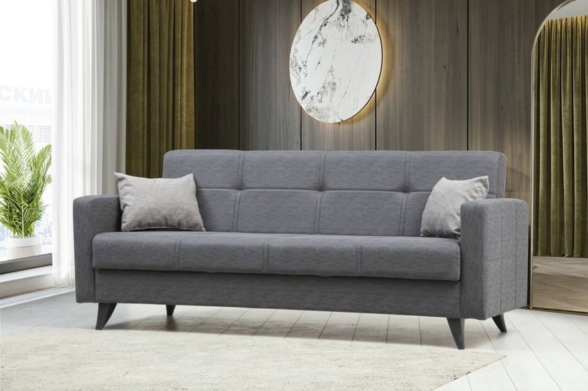 Desizes three-seater sofa with armrests, dark gray