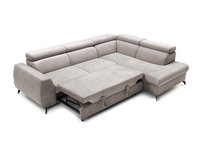 Hazryn L-shaped corner sofa bed with adjustable headrests and storage (Fabric: Cloud 81, Side: Right)