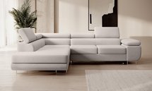 Stevil L-shaped corner sofa with sleeping function with Castel 04 container, easy-to-clean velvet, left-hand side