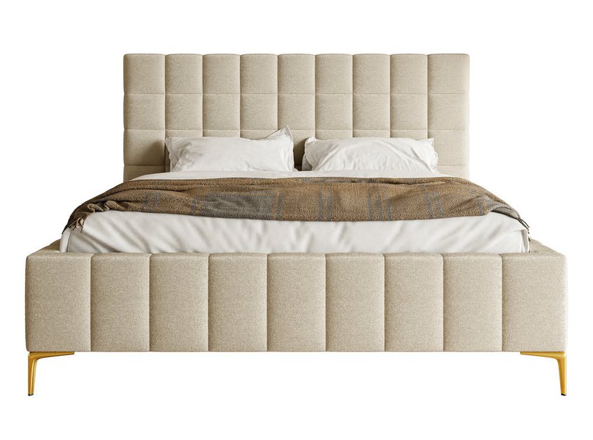 Upholstered bed 160x200 cm Szejlo with container, metal frame Raven 28 chenille