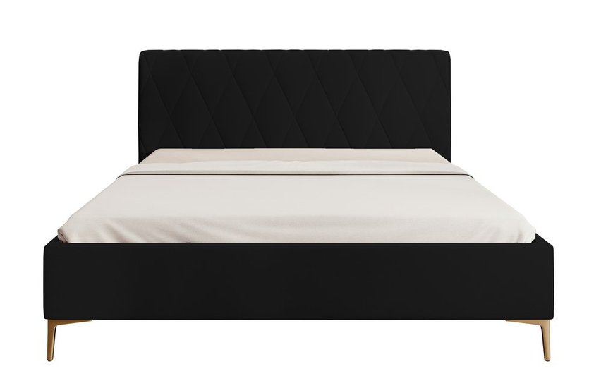 Upholstered bed 180x200 cm Tiksi black velvet