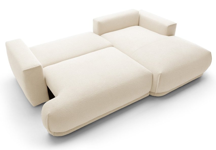 Divo Mini L-shaped corner sofa with sleeping function with a right-handed vanilla boucle container