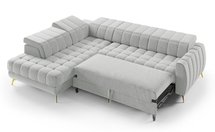 Corner sofa with sleeping function Pessi Castel 80 L-shaped with container and adjustable headrests easy-cleaning velvet left-hand side