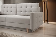 Verat three-seater sofa bed with storage, grey velvet, easy to clean