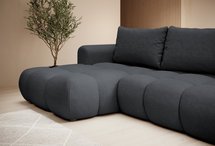 Ombo Storm 99 L-shaped corner sofa with sleeping function with a container in easy-to-clean braided fabric, left-hand side