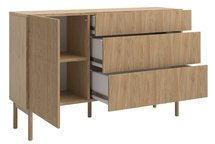 Nolie single-door chest of drawers with three drawers, 140 cm, Oiled Oak