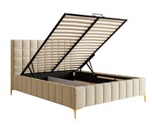 Upholstered bed 160x200 cm Szejlo with container, metal frame Raven 28 chenille