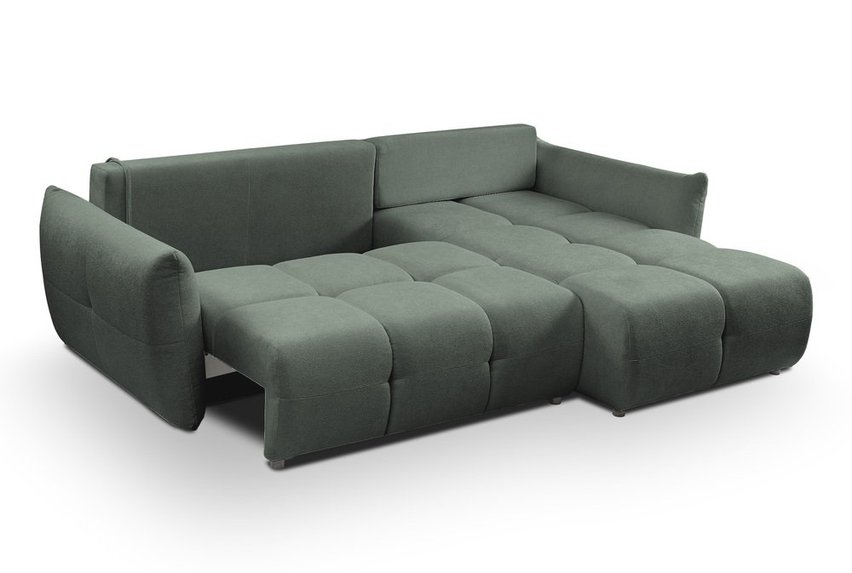 Mollete L-shaped corner sofa with sleeping function with Sicuro 05 universal chenille container